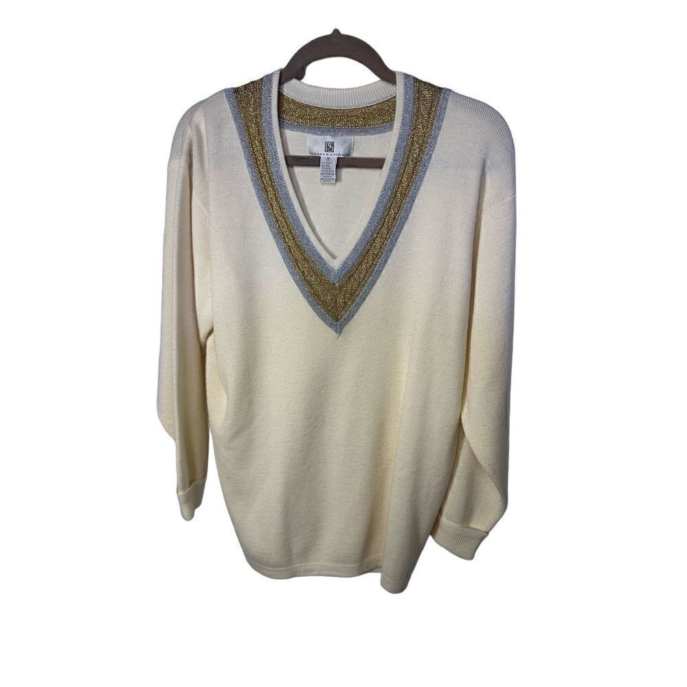 Vintage PS Illustrations V-Neck Cream Sweater